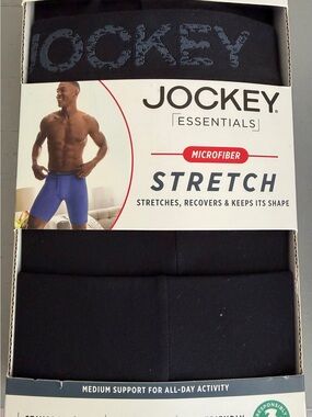 Jockey Essentials Men’s Microfiber Stretch Long Boxer Briefs - Black 2XL